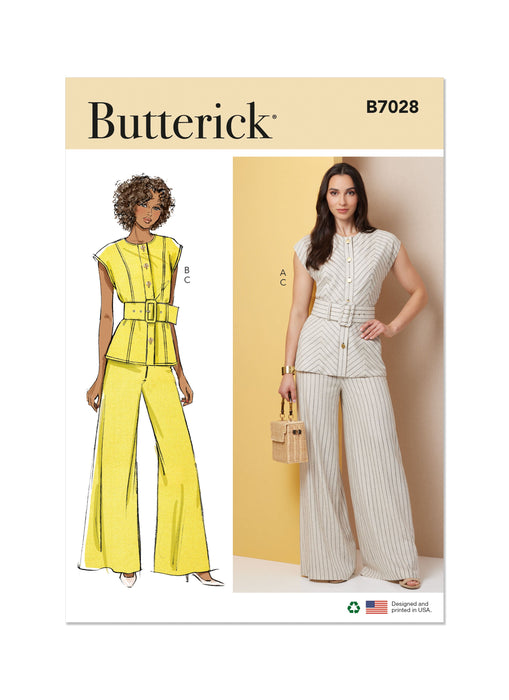 Butterick sewing pattern 7028 Top with Belt and Pants from Jaycotts Sewing Supplies