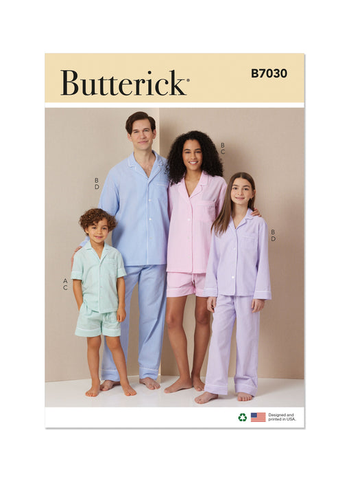 Butterick sewing pattern 7030 Children's and Adults' Shirts, Shorts and Pants from Jaycotts Sewing Supplies