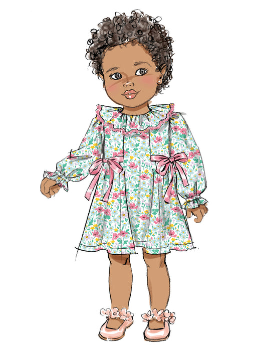 Butterick sewing pattern 7032 Toddlers' Dress with Sleeve and Neckline Variations from Jaycotts Sewing Supplies