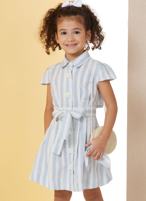 Butterick sewing pattern 7033 Children's Dress with Sleeve Variations and Tie Belt from Jaycotts Sewing Supplies