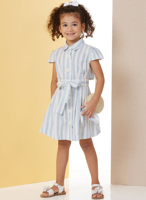 Butterick sewing pattern 7033 Children's Dress with Sleeve Variations and Tie Belt from Jaycotts Sewing Supplies