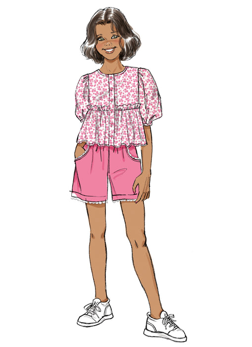 Butterick sewing pattern 7034 Girls' Top, Shorts, Pants and Sash from Jaycotts Sewing Supplies