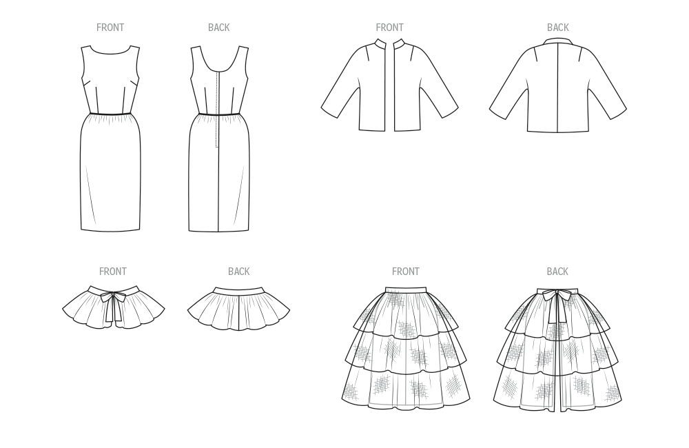 Butterick sewing pattern 7035 Dress, Jacket, Capelet and Overskirt from Jaycotts Sewing Supplies