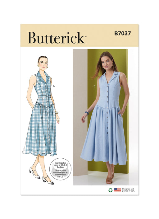 Butterick Sewing Pattern B7037 Midi Dresses from Jaycotts Sewing Supplies
