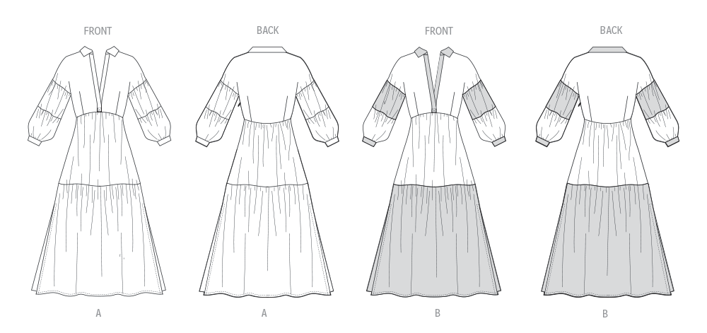 Butterick Sewing Pattern B7039 Tiered Dresses from Jaycotts Sewing Supplies