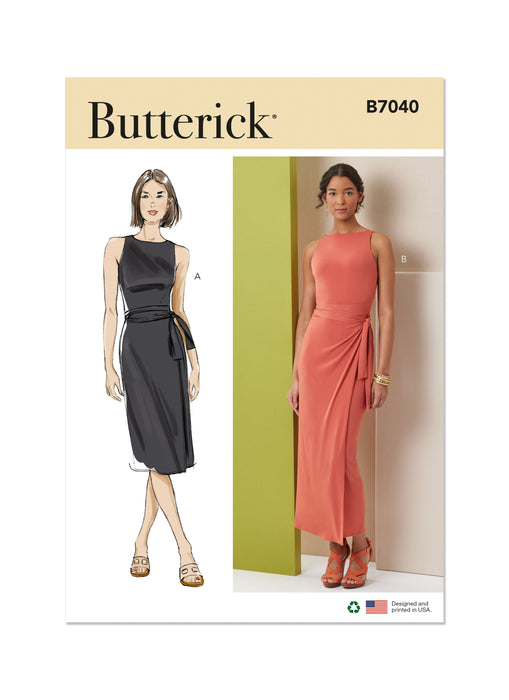 Butterick Sewing Pattern B7040 Misses' / Petite Sleeveless wrap dress from Jaycotts Sewing Supplies