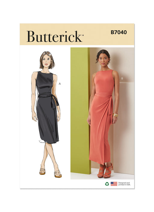Butterick Sewing Pattern B7040 Misses' / Petite Sleeveless wrap dress from Jaycotts Sewing Supplies