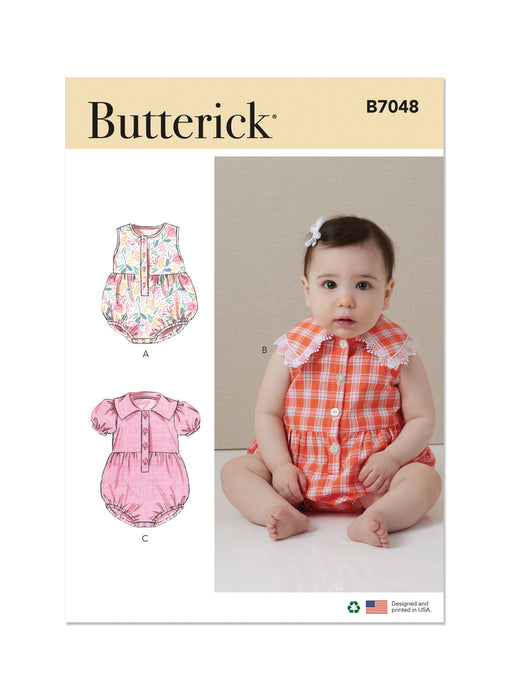 Butterick Sewing Pattern B7048 Babies' Rompers from Jaycotts Sewing Supplies