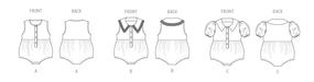 Butterick Sewing Pattern B7048 Babies' Rompers from Jaycotts Sewing Supplies