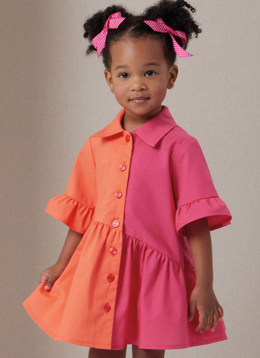 Butterick Sewing Pattern B7049 Toddlers' Button Front Dress from Jaycotts Sewing Supplies