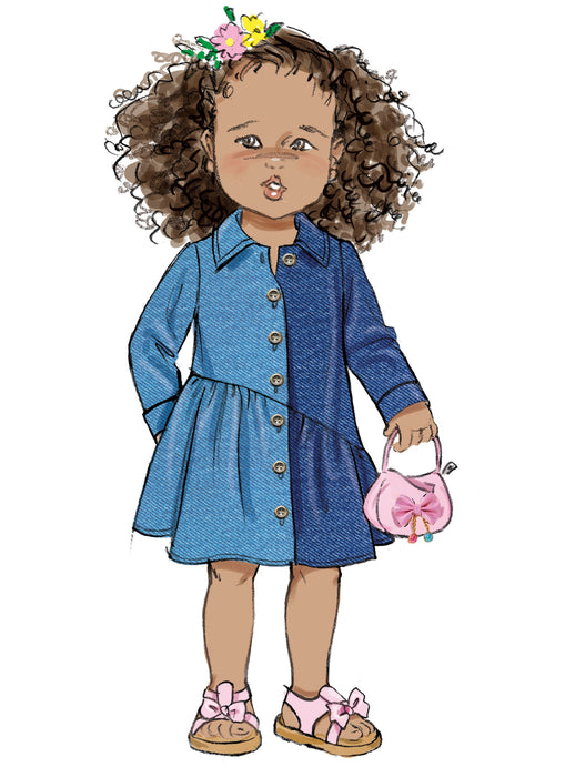 Butterick Sewing Pattern B7049 Toddlers' Button Front Dress from Jaycotts Sewing Supplies