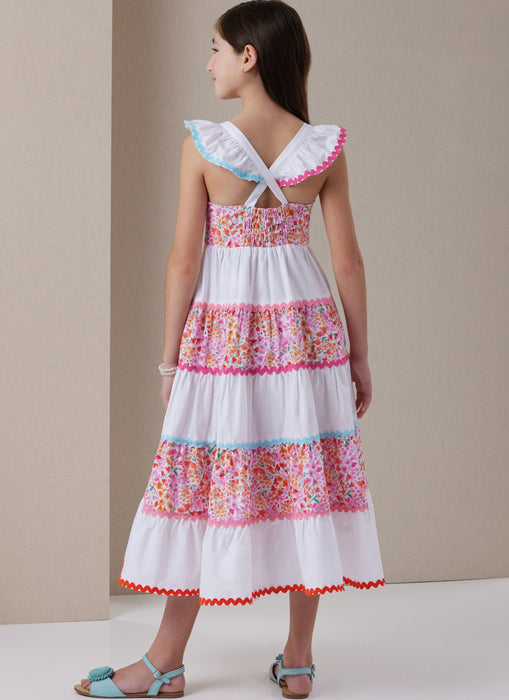 Butterick Sewing Pattern B7051 Girls' Tiered Dress and Hat from Jaycotts Sewing Supplies