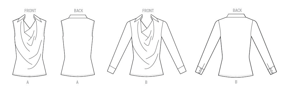 Butterick sewing pattern 7056 Misses' Cowl Neck Blouse with Sleeve Variations from Jaycotts Sewing Supplies