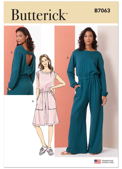 Butterick sewing pattern 7063 Misses' Knit Jumpsuit with Length and Sleeve Variations from Jaycotts Sewing Supplies