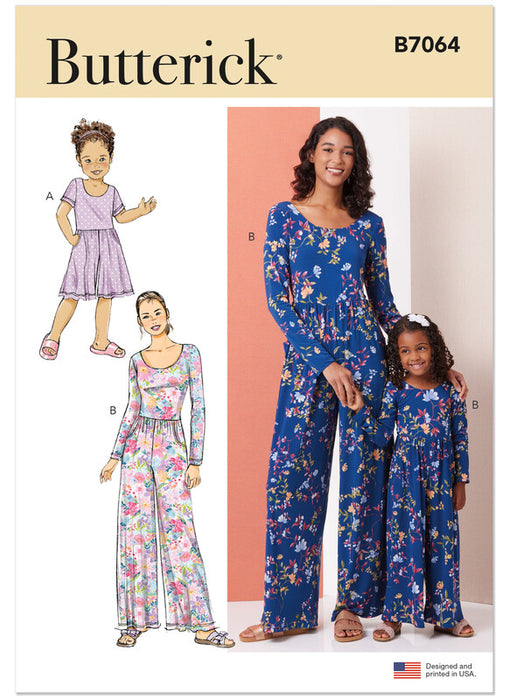 Butterick sewing pattern 7064 Children's and Misses' Knit Romper and Jumpsuit from Jaycotts Sewing Supplies
