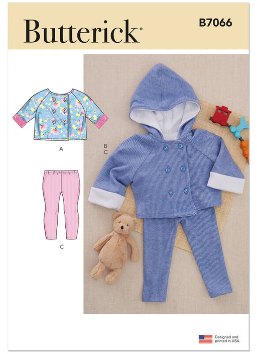 Butterick sewing pattern 7066 Babies Knit Coat with and without Hood and Leggings from Jaycotts Sewing Supplies