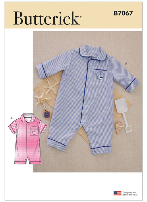 Butterick sewing pattern 7067 Babies Jumpsuit in Two Lengths from Jaycotts Sewing Supplies