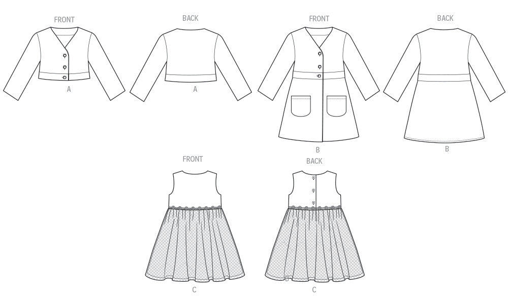 Butterick sewing pattern 7068 Children's Jacket, Coat and Dress from Jaycotts Sewing Supplies