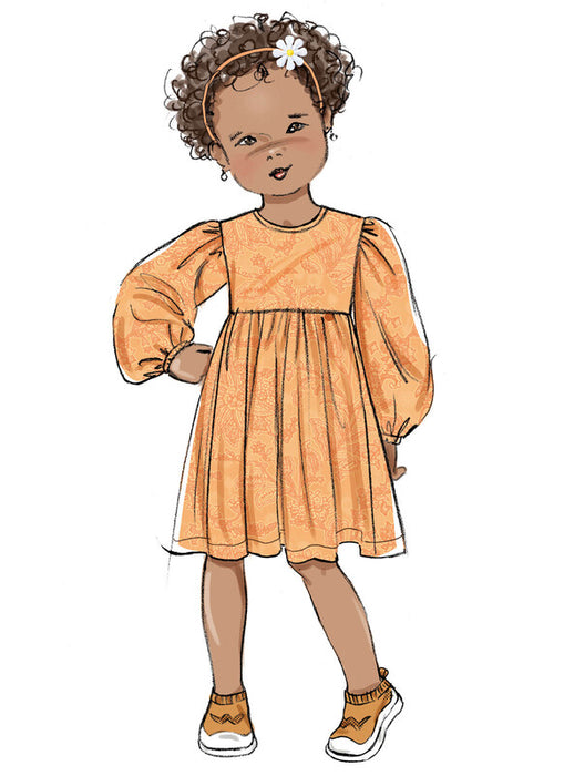 Butterick sewing pattern 7069 Children's Gathered Dress with Sleeve Variations from Jaycotts Sewing Supplies