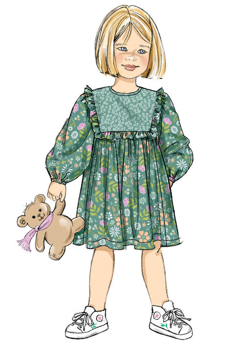 Butterick sewing pattern 7069 Children's Gathered Dress with Sleeve Variations from Jaycotts Sewing Supplies