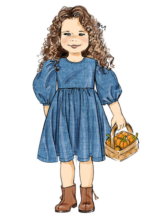 Butterick sewing pattern 7069 Children's Gathered Dress with Sleeve Variations from Jaycotts Sewing Supplies