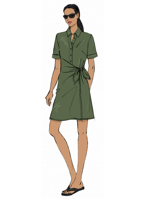 Butterick sewing pattern 7075 Misses' Wrap Front Shirtdress in Two Lengths from Jaycotts Sewing Supplies
