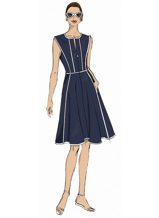Butterick sewing pattern 7076 Misses' and Women's Fit and Flare Dress in Two Lengths from Jaycotts Sewing Supplies