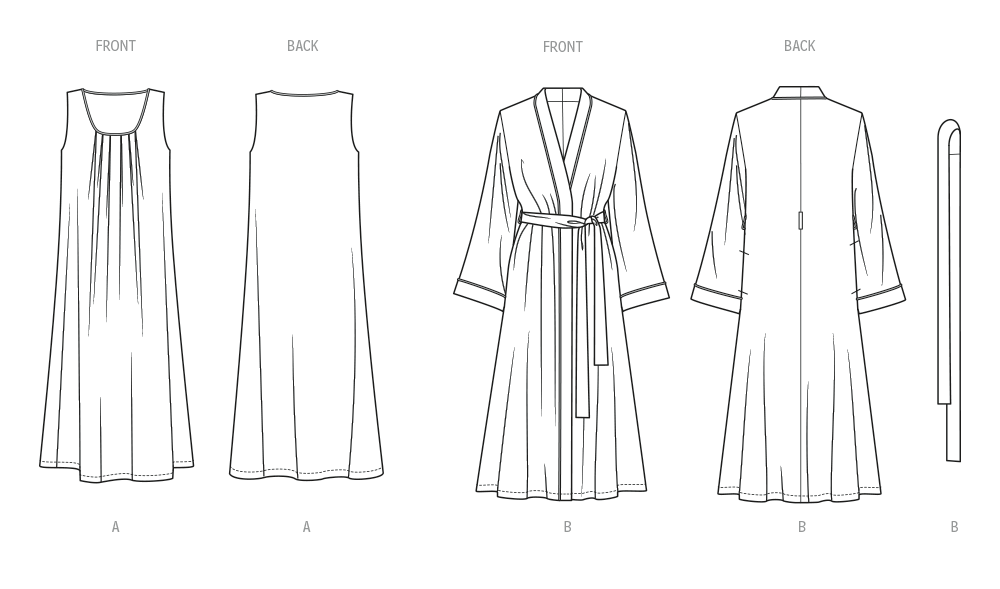 Butterick sewing pattern 7084 Misses' Nightgown and Robe with Tie Belt from Jaycotts Sewing Supplies