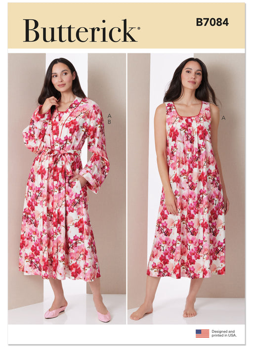 Butterick sewing pattern 7084 Misses' Nightgown and Robe with Tie Belt from Jaycotts Sewing Supplies
