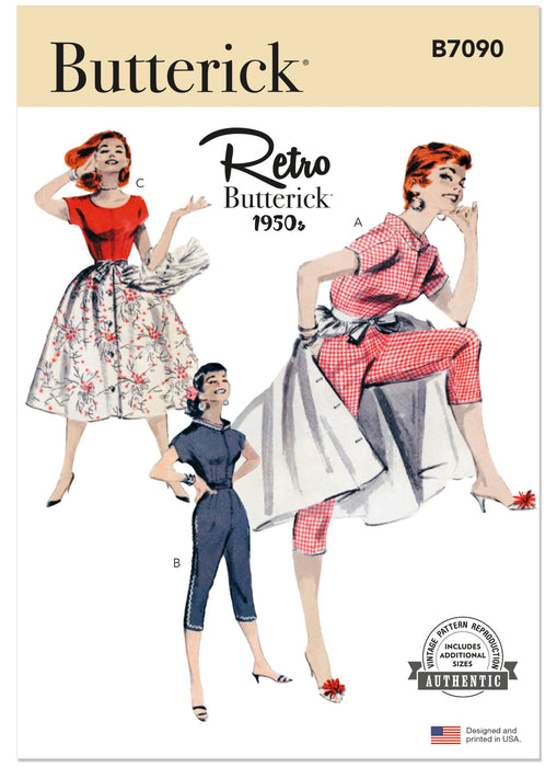 Butterick sewing pattern 7090 Misses' Coverall and Overskirt from Jaycotts Sewing Supplies
