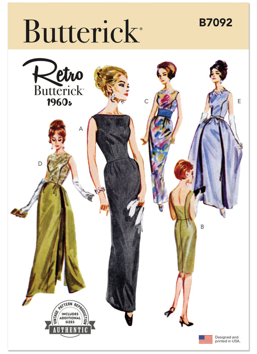Butterick sewing pattern 7092 Misses' Evening Dresses from Jaycotts Sewing Supplies