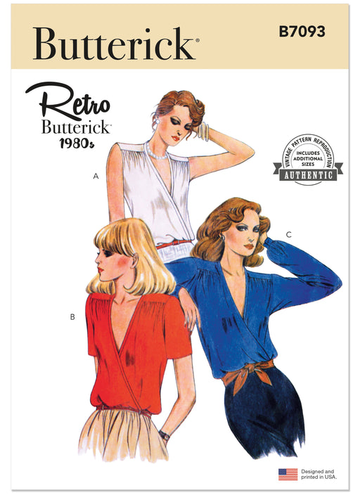 Butterick sewing pattern 7093 Misses' Vintage 1980's Blouse from Jaycotts Sewing Supplies