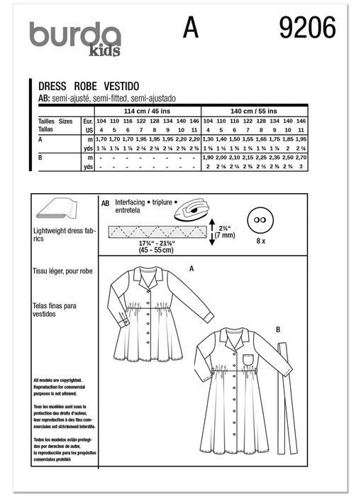 Burda Pattern 9206 Children's Dresses from Jaycotts Sewing Supplies