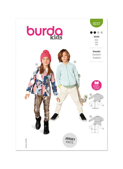 Burda Sewing Pattern 9237 Children's Blouson Top from Jaycotts Sewing Supplies