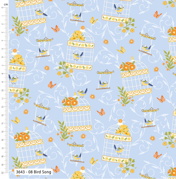 Cottage Bliss Organic Cotton Fabric, Birdsong from Jaycotts Sewing Supplies