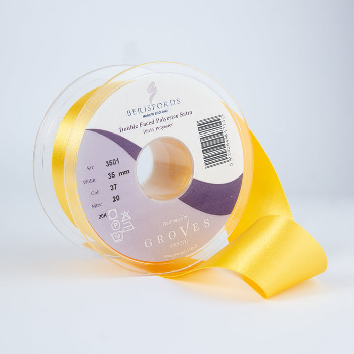 Berisfords Satin Ribbon, Golden Yellow from Jaycotts Sewing Supplies