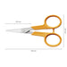 Dimensions of Fiskars Embroidery Scissors in cm 