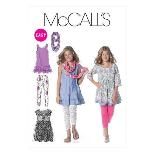 McCall's Sewing Pattern 6275 Girls' Dresses, Scarf and Leggings from Jaycotts Sewing Supplies
