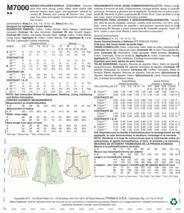 McCall's 7000 Misses' / Girls' Frozen Costumes Pattern from Jaycotts Sewing Supplies