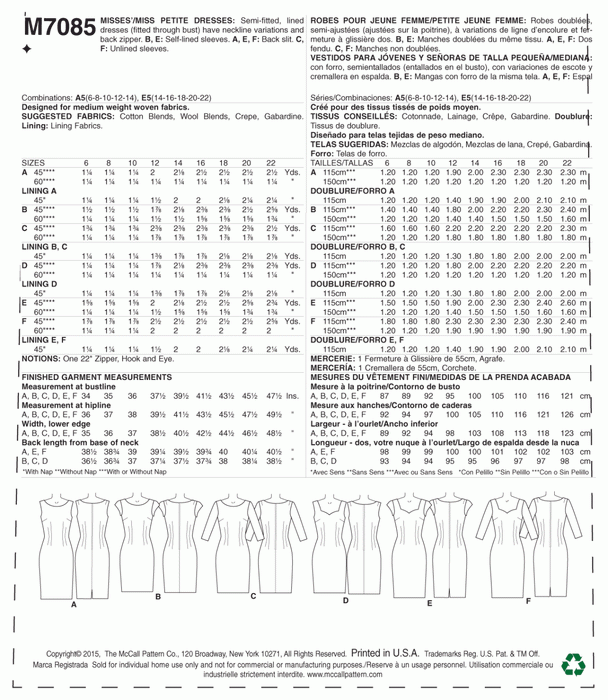 M7085 Misses'/Miss Petite Dresses from Jaycotts Sewing Supplies
