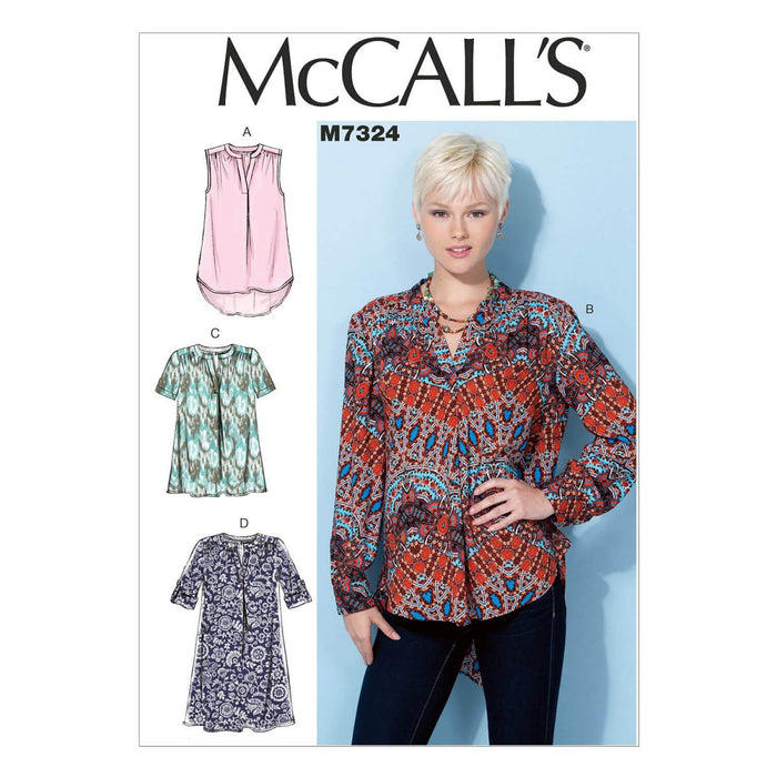 M7324 Misses' Half Placket Tops and Tunic from Jaycotts Sewing Supplies
