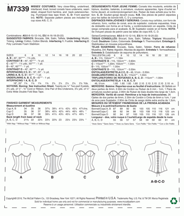 M7339 Misses' Overbust | Underbust Corsets By Yaya Han from Jaycotts Sewing Supplies