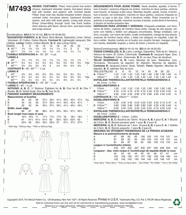 McCall's Sewing Pattern 7493 Nineteenth Century Dress from Jaycotts Sewing Supplies