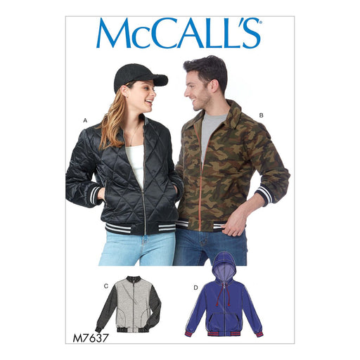 McCall's Sewing Pattern 7637 Unisex Bomber Jackets from Jaycotts Sewing Supplies