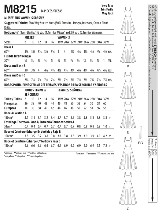 McCall's Sewing Pattern 8215 Fit and Flare Dresses from Jaycotts Sewing Supplies