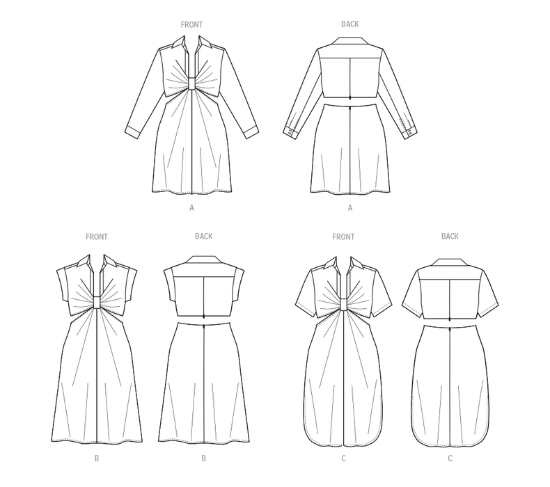 McCall's sewing pattern 8404 Knotted shirt dress from Jaycotts Sewing Supplies