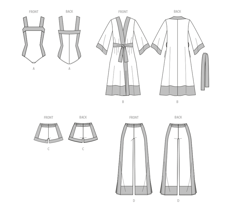 McCall's sewing pattern 8411 Bodysuit, Robe, Shorts and Pants from Jaycotts Sewing Supplies