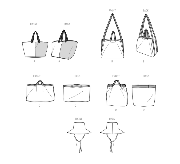 McCall's sewing pattern 8419 Tote Bags and Hat from Jaycotts Sewing Supplies
