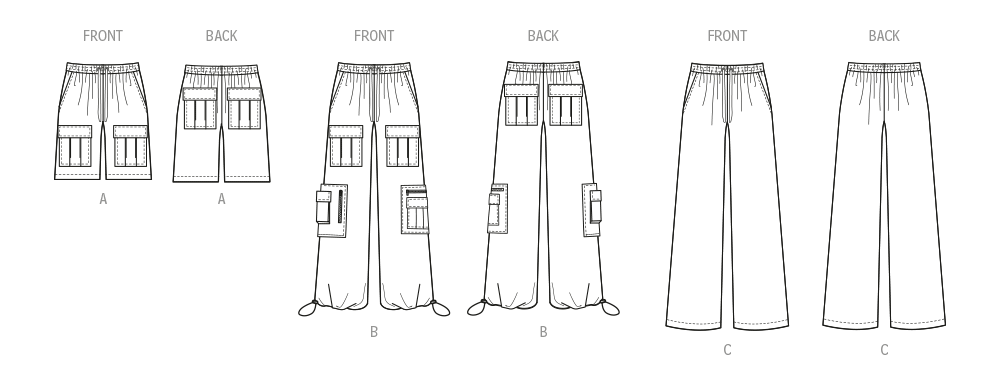 McCall's Sewing Pattern 8458 Unisex Cargo Pants and shorts from Jaycotts Sewing Supplies