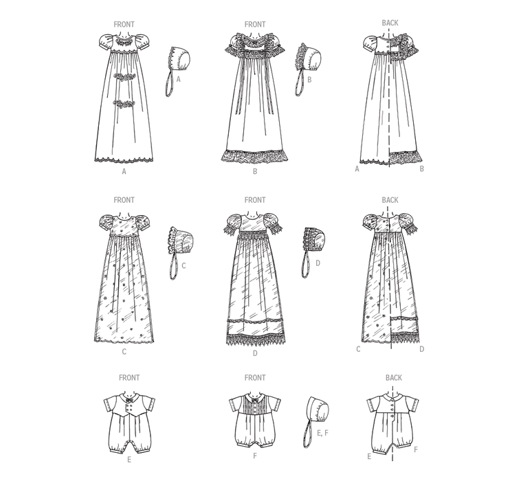 McCall's Sewing Pattern 8460 Christening Gown, Romper and Bonnet from Jaycotts Sewing Supplies